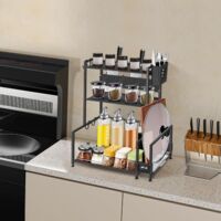 Kitchen Under Sink Shelf Under Sink Storage Cupboard Under Sink Organizer with Drawers for Kitchen Bathroom 29 x 38 x 49 cm (Black)