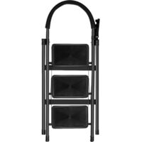 Folding Step Ladder 4 Step Ladder with Ramp with Tool Platform, Portable Steel Ladder 190kg for Adults Home Kitchen Office 133 x 74 x 39 cm - 4 Steps (White)