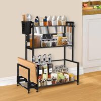 Kitchen Under Sink Shelf Under Sink Storage Cupboard Under Sink Organizer with Drawers for Kitchen Bathroom 29 x 38 x 49 cm (Black)