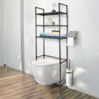 3 Tier Industrial Design Toilet Shelf, Bathroom Shelf, Space-Saving, Easy to Assemble, Industrial Style - 161 x 46 x 24 cm - Black