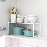 3-Tier Fruit Stand, Ceramic Fruit Basket with Sturdy Wooden Stand, Serving Trays for Cakes, Fruits, Desserts, Fruit Cup Decoration - 14 x 22.5 x 32 cm - White