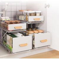 Kitchen Under Sink Shelf Under Sink Storage Cupboard Under Sink Organizer with Drawers for Kitchen Bathroom 29 x 38 x 49 cm (Black)
