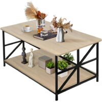 3-in-1 Coffee Table with Hidden Compartments and Open Shelf, Extendable and Extendable Coffee Table, 4-8 People Dining Table with Folding Tray, 90 x 48 x 62 cm (B)