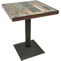 Dining Table Dining Dining Restaurant Home Interior MDF Bistro/Cafe/Bar/Kitchen Table Wood Board + Iron Legs, 60 x 60 x 72 cm (A)
