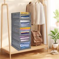 Set of 3 Large Stackable Wardrobe Storage Organizers - Foldable Storage Box for Clothes, Wardrobes, Dressing Room, Bedroom, 33.5 x 43 x 54.5 cm, (1 pc) - White