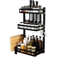 3-Tier Fruit Stand, Ceramic Fruit Basket with Sturdy Wooden Stand, Serving Trays for Cakes, Fruits, Desserts, Fruit Cup Decoration - 14 x 22.5 x 32 cm - White