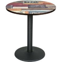 Dining Table Dining Dining Restaurant Home Interior MDF Bistro/Cafe/Bar/Kitchen Table Wood Board + Iron Legs, 60 x 60 x 72 cm (A)