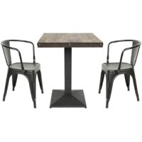 Dining Table Dining Dining Restaurant Home Interior MDF Bistro/Cafe/Bar/Kitchen Table Wood Board + Iron Legs, 60 x 60 x 72 cm (A)