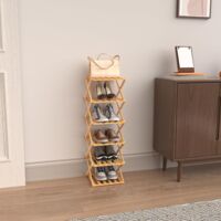 Waterproof Outdoor Shoe Cabinet, Wooden Shoe Rack, Shoe Rack, Tall and Narrow Shoe Rack for Entrance, Dormitory, Under Bed, 25 x 25 x 86 cm (5) (Original Wood Colour)