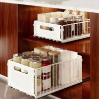 Kitchen Under Sink Shelf Under Sink Storage Cupboard Under Sink Organizer with Drawers for Kitchen Bathroom 29 x 38 x 49 cm (Black)