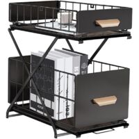 Kitchen Under Sink Shelf Under Sink Storage Cupboard Under Sink Organizer with Drawers for Kitchen Bathroom 29 x 38 x 49 cm (Black)
