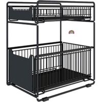 Kitchen Under Sink Shelf Under Sink Storage Cupboard Under Sink Organizer with Drawers for Kitchen Bathroom 29 x 38 x 49 cm (Black)
