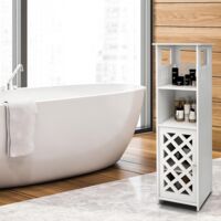 Toilet Paper Holder, Small Storage Unit for Toilet, Bathroom Cabinet on Stand Modern Design, Column, Wardrobe/Closet, 24 x 20 x 75 cm, White