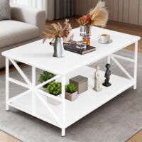 3-in-1 Coffee Table with Hidden Compartments and Open Shelf, Extendable and Extendable Coffee Table, 4-8 People Dining Table with Folding Tray, 90 x 48 x 62 cm (B)