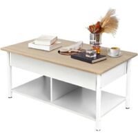 3-in-1 Coffee Table with Hidden Compartments and Open Shelf, Extendable and Extendable Coffee Table, 4-8 People Dining Table with Folding Tray, 90 x 48 x 62 cm (B)