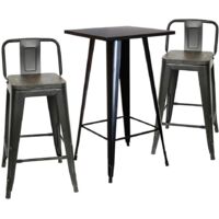 Dining Table Dining Dining Restaurant Home Interior MDF Bistro/Cafe/Bar/Kitchen Table Wood Board + Iron Legs, 60 x 60 x 72 cm (A)