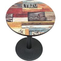 Dining Table Dining Dining Restaurant Home Interior MDF Bistro/Cafe/Bar/Kitchen Table Wood Board + Iron Legs, 60 x 60 x 72 cm (A)