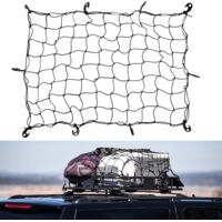 Filet pour Galerie de Toit, Filet Bagage Voiture Très élastique avec 10 Crochets, 90 x 120cm Filet de Bagage Toit de Voiture, Convient pour Galerie de Toit ou Coffre