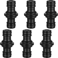 Lot de 6 raccords de tuyau d'arrosage double 1/2" - Raccord de tuyau - Raccord de tuyau - Raccord de tuyau double - Rallonge pour tuyau de jardin et maison - Noir