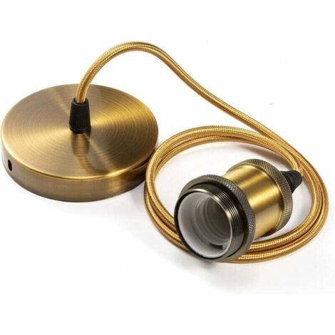 Metal pendant light, E27 lamp socket with cable, adjustable 90cm bronze ...