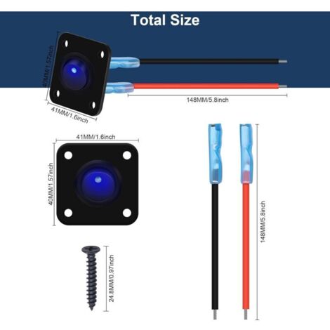 12V-24V Rocker Switch, LED Round Rocker Switch, 1 Gang, 12V 20A / 24V ...