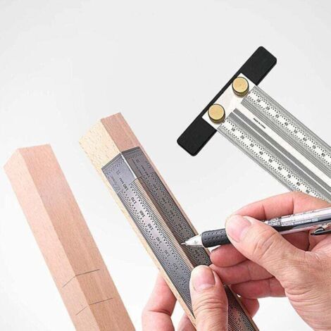 300mm Precision T-Square Ruler with Mechanical Pencil, Stainless Steel ...