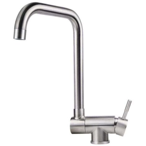 Sink Mixer Tap Folding Spout 360° Rotating In Brushed Nickel Steel Folding Kitchen Tap For Sink Against Window 72324341 - View #3