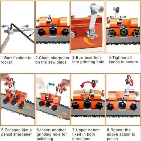 Chainsaw sharpener, crank-operated chainsaw chain sharpening jig kit ...