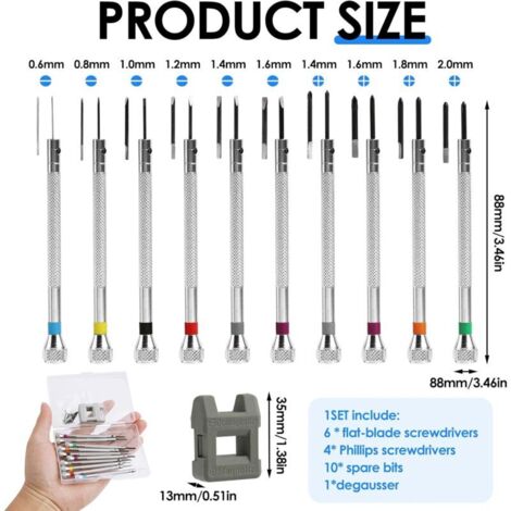 21 Piece Precision Watch Screwdriver Set (0.6-1.6mm), Watch, Eyeglass ...