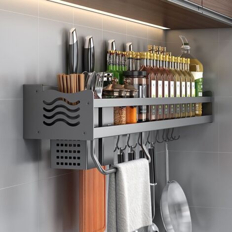 Spice Rack, Wall-Mounted Kitchen Shelf, No Drilling Required, Spice ...