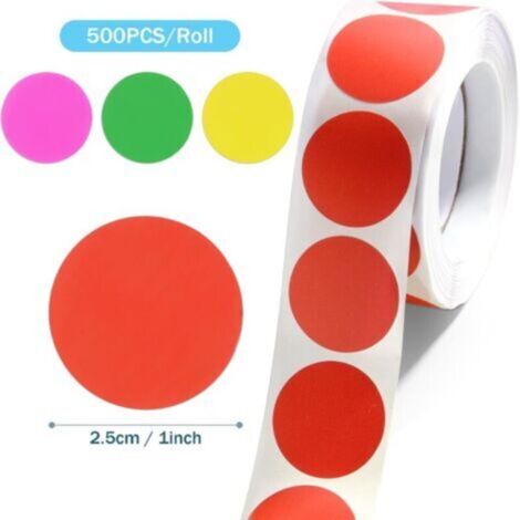 2000 sheets of 1-inch round color-coded removable self-adhesive labels ...