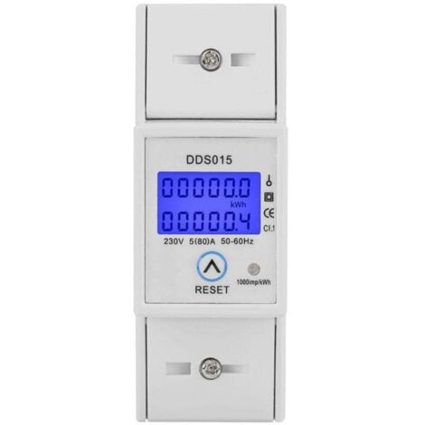 Produktbild von FTVOGUE Einphasen-Energiezähler DDS015 5-80A, 230V, LCD Mit Hintergrundbeleuchtung, DIN-Schienenmontage