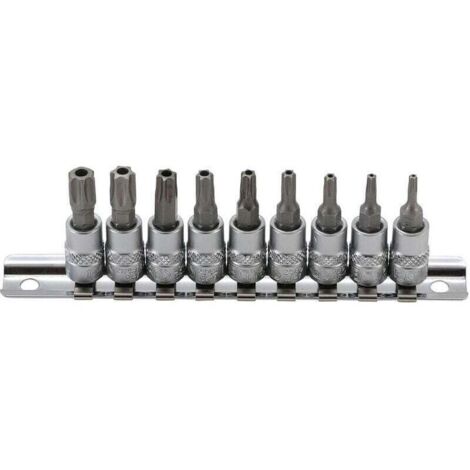 Resistorx Set of 9 Torx male sockets with Resistorx T10 to T50 for 1/4
