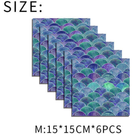 6 pieces dazzling blue fish scale tiles (15 x 15 cm) – Self-adhesive ...