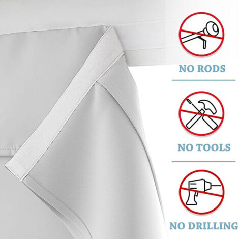 Self-adhesive blackout curtains without drilling, with fixing strip and ...