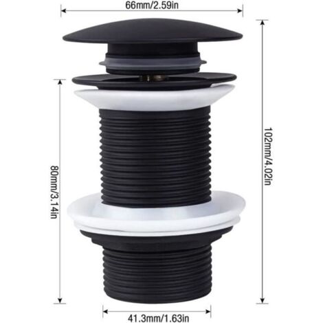Universal Black Pop-Up Basin Waste, Drain Plug Without Overflow ...