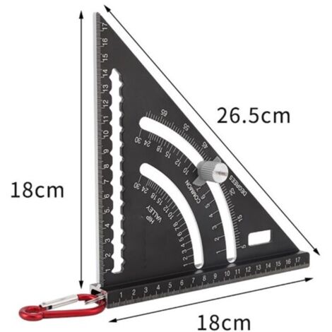 7-in-1 Carpenter's Square, 180mm Aluminum, Multifunctional Marking ...