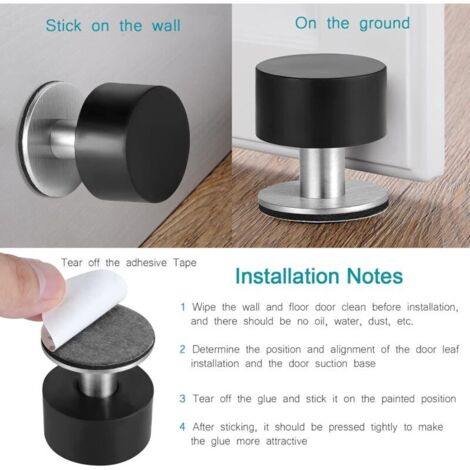 pc Adhesive Stainless Steel Door Stopper Door Stoppers with Shock ...