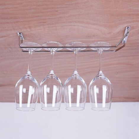 27 x 27 x 27 cm Silver, 3 Rails Hanging Glass Holder, Chrome Stemware ...