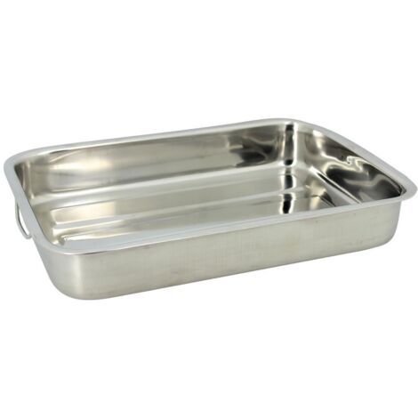 Plat à four rectangulaire en inox avec poignées 40x28cm, HARRY
