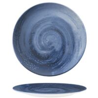 6 x assiettes plates VORTICE bleue - Porcelaine - 21cm - Morini