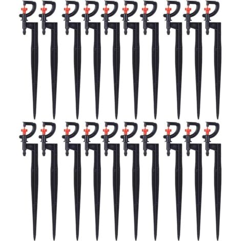 Aspersor de riego, 20 piezas, tipo G, microaspersor giratorio de 360 grados para riego de césped de invernadero de jardín con manguera de riego 4/7 (20 cm)