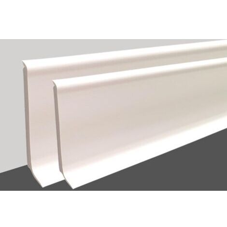 Plinthe PVC Blanche robuste hauteur 8 cm ou 10 cm, Plinthe plastique de longueur 2 mètres, Plinthe vinyle épaisse (Blanc, Hauteur 80 mm x Longueur 8 mètres)