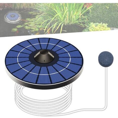 Pompe à oxygène solaire, pompe à oxygène pour bassin de jardin, pompe à oxygène pour aquarium avec pierre à air et tube à oxygène