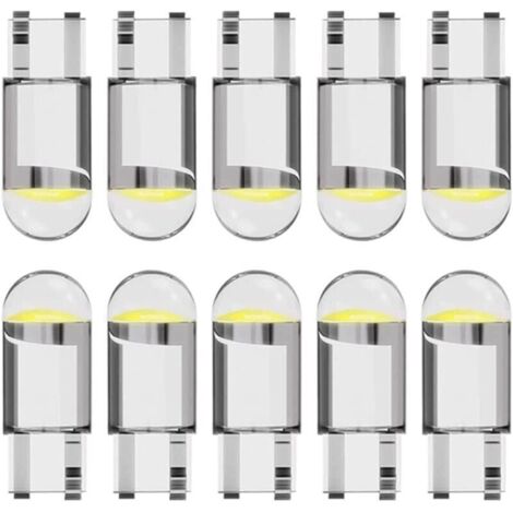Pack de 10 Ampoules LED COB T10/W5W/194 pour Voiture - Blanc 6000K, 12V, Haute Qualité, Facile à Installer