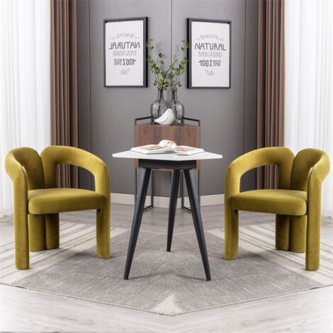 Lot de 2 chaises de salle à manger, chaise d'appoint de cuisine/salon, style unique, 64x50.5x71cm, velours, vert olive (1/5)