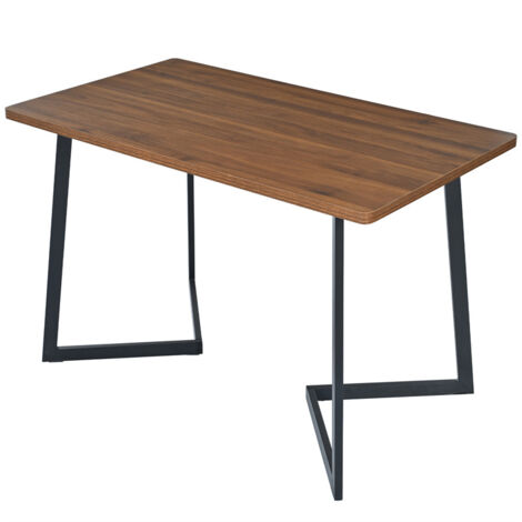 Table à Manger Structure en Métal Table Rectangulaire en bois veiné Table de Cuisine avec Pieds pour Salle à Manger Salon 117x68x75 cm Noyer (1/5)