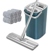 Bodenwischer Wischmop Mopp und Eimer Set Wischbezug 6 Mikrofaserpad Putzlappe
