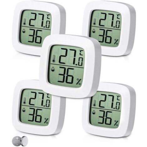 5-Piece Digital Indoor Thermometer Hygrometer Set, Comfort Level Indicator, Small High-Precision Digital Thermometer Hygrometer, Baby Room Thermometer for Living Room, Warehouse, Bedroom