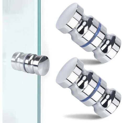 Set of 2 30mm Shower/Bath Door Handles, Polished Chrome Replacement Door Handles, Durable Stainless Steel Round Sliding Glass Door Handle (1/5)